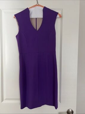 Classic V-Neck Purple Sheath Dress